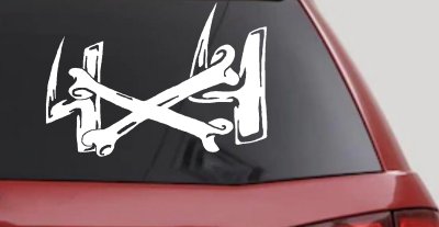 4X4 With Cross Bones Off Road Car or Truck Window Vinyl Decal Sticker