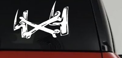 4X4 With Cross Bones Off Road Car or Truck Window Vinyl Decal Sticker