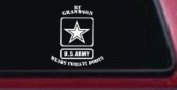 My Grandson Wears Combat Boots Army Military Car or Truck Window Decal Sticker