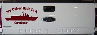 My Other Ride Is A Cruiser Military Car or Truck Window Decal Sticker (Purple Red)