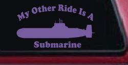 My Other Ride Is A Submarine Military Car or Truck Window Decal Sticker (Purple)