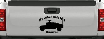My Other Ride Is A Hummer Humvee Military Car or Truck Window Decal Sticker (Black)