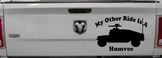 My Other Ride Is A Hummer Humvee Military Car or Truck Window Decal Sticker (Black)