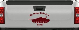My Other Ride Is A Tank Military Car or Truck Window Decal Sticker (Purple Red)