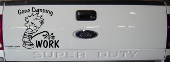 Gone Camping Pee On Work Car or Truck Window Decal Sticker (Black)