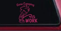 Gone Camping Pee On Work Car or Truck Window Decal Sticker (Hot Pink)