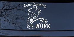 Gone Camping Pee On Work Car or Truck Window Decal Sticker