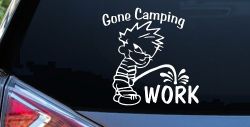 Gone Camping Pee On Work Car or Truck Window Decal Sticker