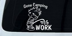 Gone Camping Pee On Work Car or Truck Window Decal Sticker