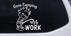 Gone Camping Pee On Work Car or Truck Window Decal Sticker