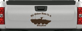 My Other Ride Is A Stryker Military Car or Truck Window Decal Sticker (Brown)
