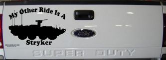 My Other Ride Is A Stryker Military Car or Truck Window Vinyl Decal Sticker (Matte Black)