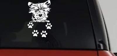 Small Dog With Paw Prints Car or Truck Window Vinyl Decal Sticker