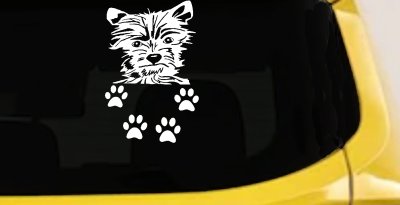 Small Dog With Paw Prints Car or Truck Window Vinyl Decal Sticker
