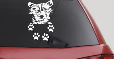 Small Dog With Paw Prints Car or Truck Window Vinyl Decal Sticker
