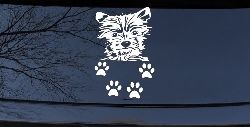 Small Dog With Paw Prints Car or Truck Window Decal Sticker
