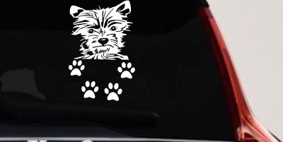 Small Dog With Paw Prints Car or Truck Window Vinyl Decal Sticker