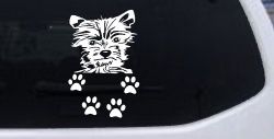 Small Dog With Paw Prints Car or Truck Window Decal Sticker