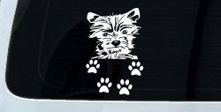 Small Dog With Paw Prints Car or Truck Window Decal Sticker