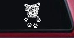 Small Dog With Paw Prints Car or Truck Window Decal Sticker