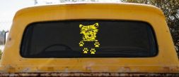 Small Dog With Paw Prints Car or Truck Window Vinyl Decal Sticker (Yellow)