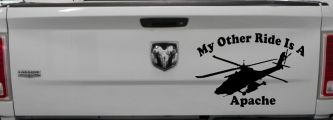 My Other Ride Is A Apache Helicopter Military Car or Truck Window Vinyl Decal Sticker (Black)