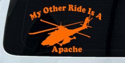My Other Ride Is A Apache Helicopter Military Car or Truck Window Vinyl Decal Sticker (Orange)