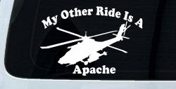 My Other Ride Is A Apache Helicopter Military Car or Truck Window Decal Sticker