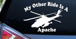 My Other Ride Is A Apache Helicopter Military Car or Truck Window Decal Sticker
