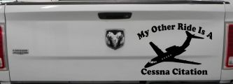 My Other Ride Is A Cessna Citation Military Car or Truck Window Vinyl Decal Sticker (Black)