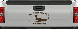 My Other Ride Is A Gulfstream Military Car or Truck Window Decal Sticker (Brown)