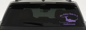 My Other Ride Is A Gulfstream Military Car or Truck Window Decal Sticker (Purple)