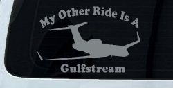 My Other Ride Is A Gulfstream Military Car or Truck Window Decal Sticker (Telegrey)