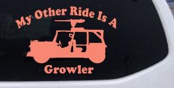 My Other Ride Is A Growler Military Car or Truck Window Decal Sticker (Coral)