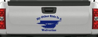 My Other Ride Is A Wolverine Military Car or Truck Window Vinyl Decal Sticker (Navy)