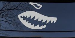Shark Teeth Military Car or Truck Window Decal Sticker (Light Gray)