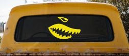 Shark Teeth Military Car or Truck Window Decal Sticker (Yellow)