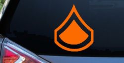 Army Private First Class Military Car or Truck Window Vinyl Decal Sticker (Orange)