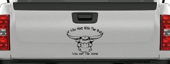 Mess With The Bull Get The Horns Country Rodeo Ranch Farm Car or Truck Window Decal Sticker (Matte Black)