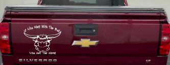 Mess With The Bull Get The Horns Country Rodeo Ranch Farm Car or Truck Window Decal Sticker (White)