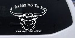 Mess With The Bull Get The Horns Country Rodeo Ranch Farm Car or Truck Window Decal Sticker