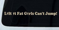 Lift It Fat Girls Cant Jump Funny Off Road Car or Truck Window Vinyl Decal Sticker (Desert Sand)