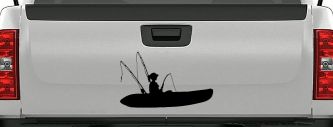 Girl Woman Kayak Fishing Car or Truck Window Decal Sticker (Black)