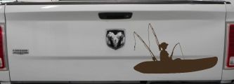 Girl Woman Kayak Fishing Car or Truck Window Decal Sticker (Brown)