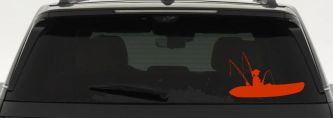 Girl Woman Kayak Fishing Car or Truck Window Decal Sticker (Orange Red)