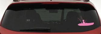 Girl Woman Kayak Fishing Car or Truck Window Vinyl Decal Sticker (Pink)