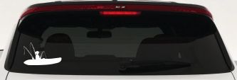 Girl Woman Kayak Fishing Car or Truck Window Decal Sticker (White)