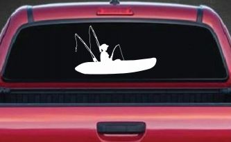 Girl Woman Kayak Fishing Car or Truck Window Decal Sticker