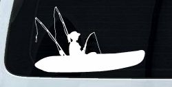 Girl Woman Kayak Fishing Car or Truck Window Decal Sticker