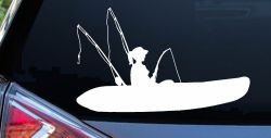 Girl Woman Kayak Fishing Car or Truck Window Decal Sticker